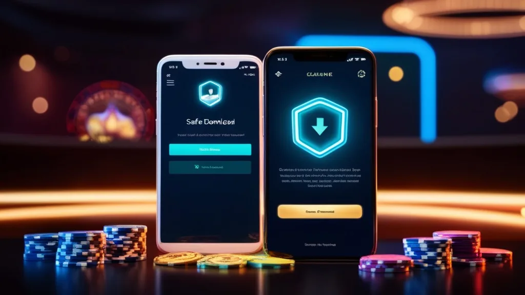 A smartphone displaying a safe casino app download and install screen