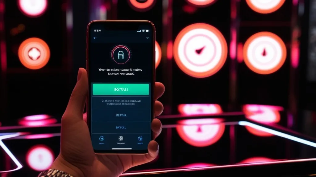 A phone showing app installation and login error troubleshooting in a casino setting